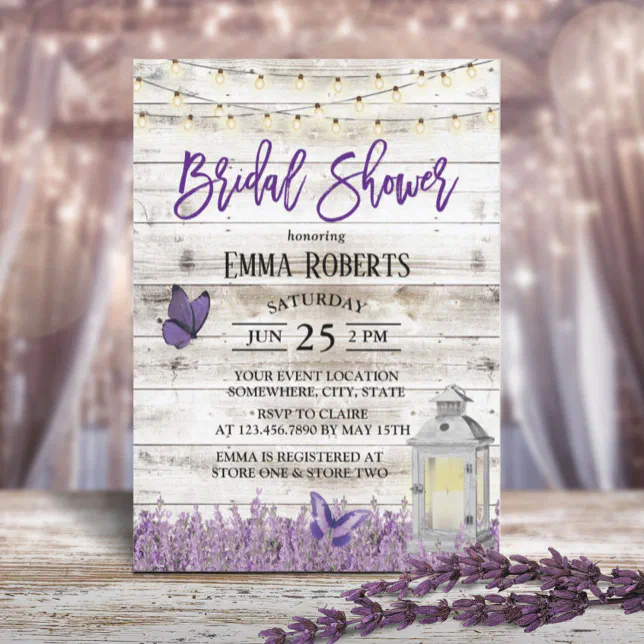 Rustic Fall Bridal Shower Invitations With Lantern